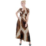 Giraffe Skin Texture Button Up Short Sleeve Maxi Dress