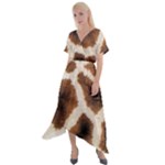 Giraffe Skin Texture Cross Front Sharkbite Hem Maxi Dress