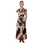 Giraffe Skin Texture Flutter Sleeve Maxi Dress