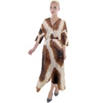 Giraffe Skin Texture Quarter Sleeve Wrap Front Maxi Dress