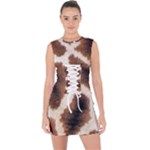 Giraffe Skin Texture Lace Up Front Bodycon Dress