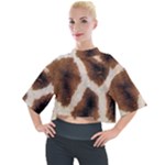 Giraffe Skin Texture Mock Neck T-Shirt