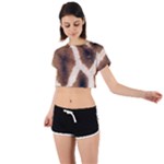 Giraffe Skin Texture Tie Back Short Sleeve Crop T-Shirt