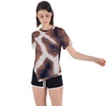 Giraffe Skin Texture Asymmetrical Short Sleeve Sports T-Shirt