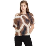 Giraffe Skin Texture One Shoulder Cut Out T-Shirt