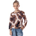 Giraffe Skin Texture Kids  Long Sleeve T-Shirt with Frill 