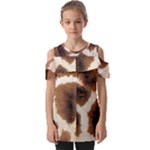 Giraffe Skin Texture Fold Over Open Sleeve Top