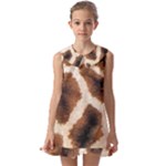 Giraffe Skin Texture Kids  Pilgrim Collar Ruffle Hem Dress