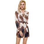 Giraffe Skin Texture Long Sleeve Satin Robe