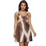 Giraffe Skin Texture Ruffle Strap Babydoll Chiffon Dress