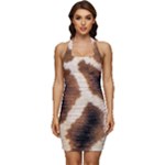 Giraffe Skin Texture Sleeveless Wide Square Neckline Ruched Bodycon Dress