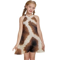 Kids  Halter Collar Waist Tie Chiffon Dress 