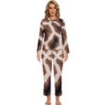 Giraffe Skin Texture Womens  Long Sleeve Lightweight Pajamas Set