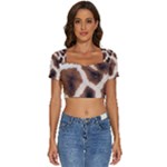 Giraffe Skin Texture Short Sleeve Square Neckline Crop Top 