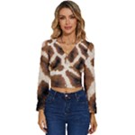 Giraffe Skin Texture Long Sleeve V-Neck Top