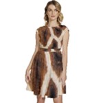 Giraffe Skin Texture Cap Sleeve High Waist Dress