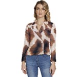 Giraffe Skin Texture Women s Long Sleeve Revers Collar Cropped Jacket