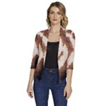 Giraffe Skin Texture Women s Draped Front 3/4 Sleeve Shawl Collar Jacket