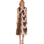 Giraffe Skin Texture V-Neck Drawstring Shoulder Sleeveless Maxi Dress