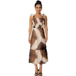 Giraffe Skin Texture Tie-Strap Tiered Midi Chiffon Dress