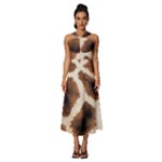 Giraffe Skin Texture Sleeveless Cross Front Cocktail Midi Chiffon Dress