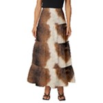 Giraffe Skin Texture Tiered Ruffle Maxi Skirt