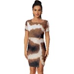 Giraffe Skin Texture Fitted Knot Split End Bodycon Dress