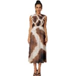 Giraffe Skin Texture Sleeveless Round Neck Midi Dress