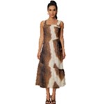 Giraffe Skin Texture Square Neckline Tiered Midi Dress