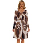 Giraffe Skin Texture Long Sleeve Dress With Pocket