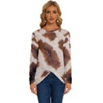 Giraffe Skin Texture Long Sleeve Crew Neck Pullover Top