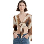 Giraffe Skin Texture Trumpet Sleeve Cropped Top