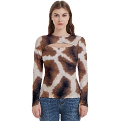 Giraffe Skin Texture Women s Cut Out Long Sleeve T