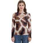 Giraffe Skin Texture Women s Cut Out Long Sleeve T-Shirt