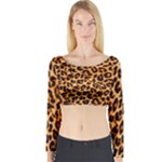 Giraffe Texture, Close-up, Giraffe Skin Texture Long Sleeve Crop Top