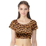 Giraffe Texture, Close-up, Giraffe Skin Texture Short Sleeve Crop Top