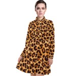 Giraffe Texture, Close-up, Giraffe Skin Texture Long Sleeve Chiffon Shirt Dress