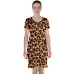 Giraffe Texture, Close-up, Giraffe Skin Texture Short Sleeve Nightdress