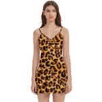 Giraffe Texture, Close-up, Giraffe Skin Texture Body Wrap Sleeveless V-Neck Mini Dress