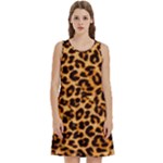 Giraffe Texture, Close-up, Giraffe Skin Texture Round Neck Sleeve Casual Dress With Pockets