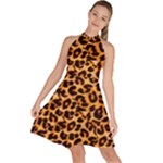 Giraffe Texture, Close-up, Giraffe Skin Texture Sleeveless Halter Neck A-Line Dress