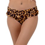 Giraffe Texture, Close-up, Giraffe Skin Texture Frill Bikini Bottoms