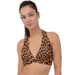 Giraffe Texture, Close-up, Giraffe Skin Texture Halter Plunge Bikini Top