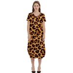 Giraffe Texture, Close-up, Giraffe Skin Texture T-Shirt Midi Dress With Pockets