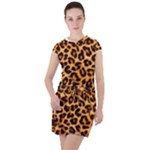 Giraffe Texture, Close-up, Giraffe Skin Texture Drawstring Hooded Dress