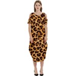 Giraffe Texture, Close-up, Giraffe Skin Texture Cold Shoulder Loose Fit Dress With Pockets