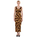 Giraffe Texture, Close-up, Giraffe Skin Texture Fitted Maxi Dress