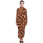 Giraffe Texture, Close-up, Giraffe Skin Texture Turtleneck Maxi Dress