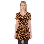 Giraffe Texture, Close-up, Giraffe Skin Texture Short Sleeve Tunic 