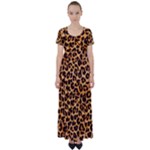 Giraffe Texture, Close-up, Giraffe Skin Texture High Waist Short Sleeve Maxi Dress